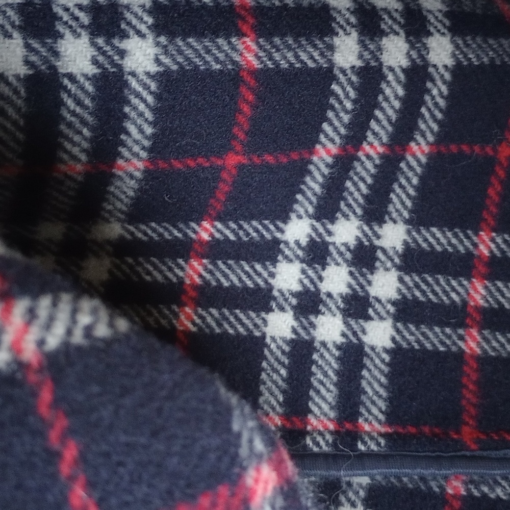 Burberry Blue Label Duffle Coat Nova Check Navy Gray Red 100% Melton Wool Small - Picture 7 of 10